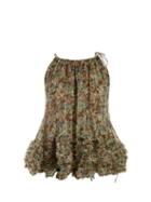 Matchesfashion.com Stella Mccartney - Meadow Print Chiffon Top - Womens - Khaki