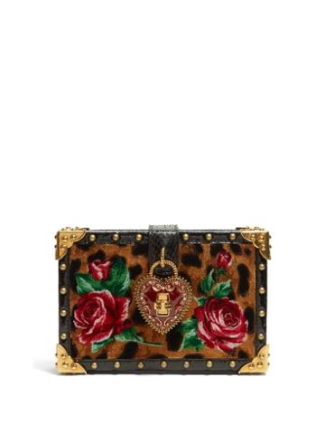 Matchesfashion.com Dolce & Gabbana - My Heart Leopard Print Velvet Box Clutch Bag - Womens - Leopard