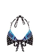 Mara Hoffman Samba Blue-print Halterneck Bikini Top