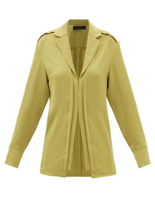 Proenza Schouler - Point-collar Hammered-satin Shirt - Womens - Yellow
