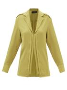 Proenza Schouler - Point-collar Hammered-satin Shirt - Womens - Yellow