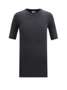 Matchesfashion.com Brunello Cucinelli - Ribbed Cotton-blend Jersey T-shirt - Womens - Dark Grey