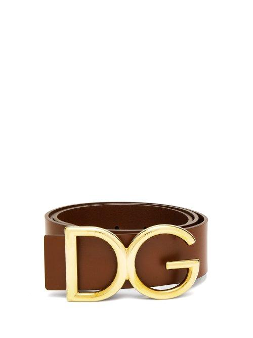 Matchesfashion.com Dolce & Gabbana - Dg Buckle Leather Belt - Mens - Brown