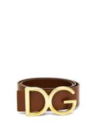 Matchesfashion.com Dolce & Gabbana - Dg Buckle Leather Belt - Mens - Brown