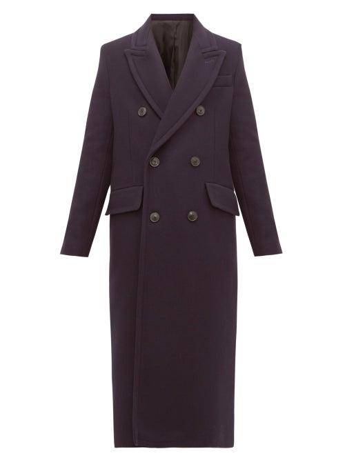 Matchesfashion.com Ami - Double Breasted Virgin Wool Blend Coat - Womens - Navy