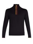 Matchesfashion.com Paul Smith - High Neck Half Zip Merino Wool Sweater - Mens - Navy