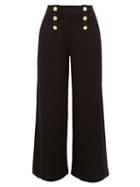 Matchesfashion.com Stella Mccartney - Button Embellished Wide Leg Trousers - Womens - Black