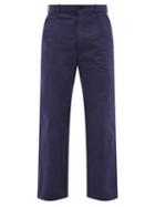 Gucci - Logo-patch Cotton-canvas Trousers - Mens - Dark Navy