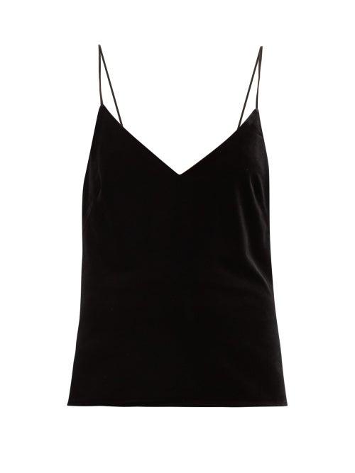 Matchesfashion.com Galvan - Satin Trimmed Velvet Cami Top - Womens - Black