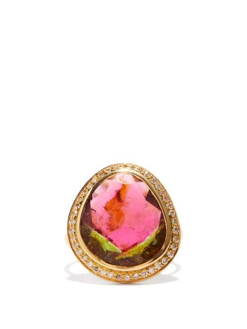 Matchesfashion.com Jade Jagger - Diamond, Tourmaline & 18kt Gold Ring - Womens - Multi