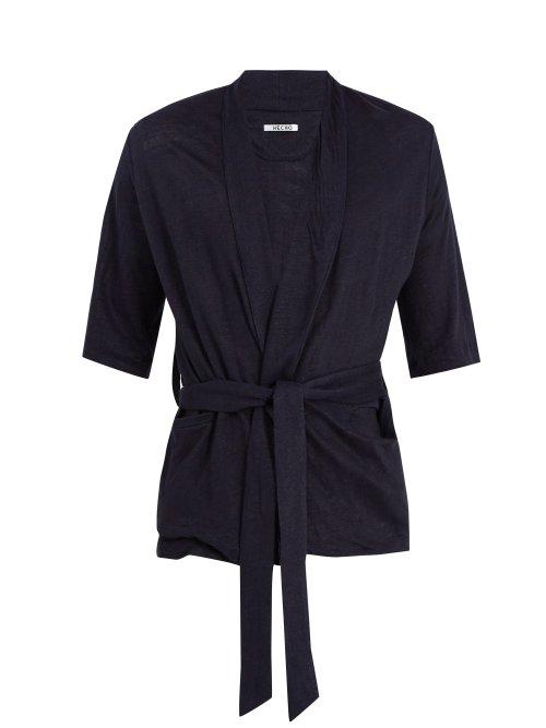 Matchesfashion.com Hecho - Shawl Collar Linen Robe - Mens - Navy