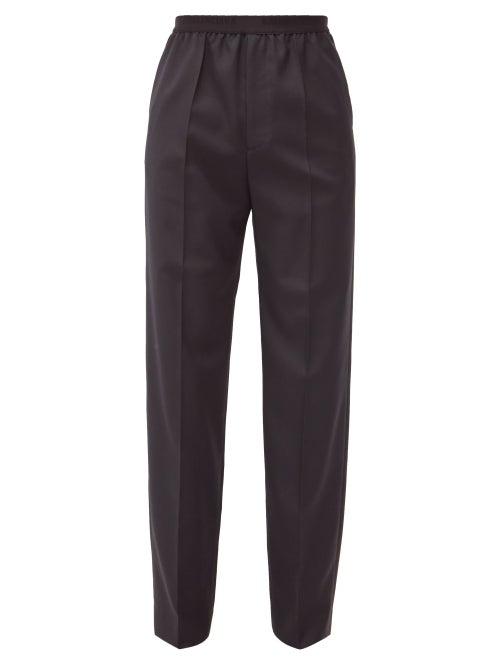 Matchesfashion.com Balenciaga - Logo-jacquard Waistband Wool-blend Twill Trousers - Mens - Black