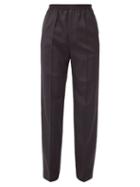 Matchesfashion.com Balenciaga - Logo-jacquard Waistband Wool-blend Twill Trousers - Mens - Black