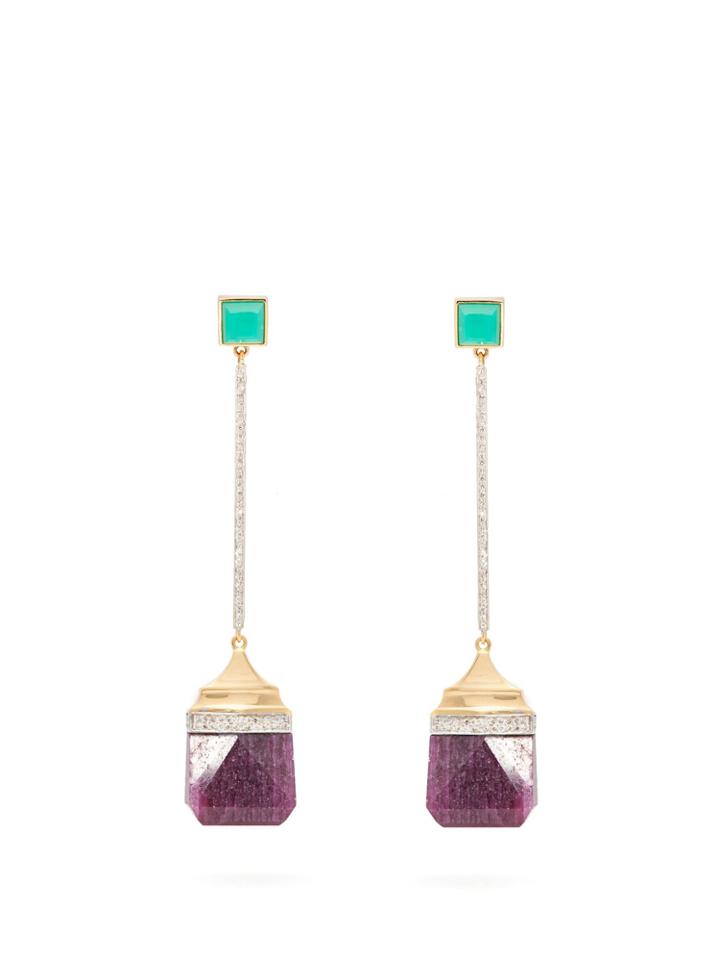 Jade Jagger Neverending Lozenger 18kt Gold & Diamond Earrings