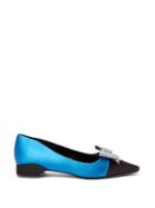 Matchesfashion.com Fabrizio Viti - Gabor Bow Embellished Satin Ballet Flats - Womens - Black Blue