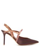 Matchesfashion.com Malone Souliers - Zadie Multi Strap Satin Slingback Pumps - Womens - Dark Purple