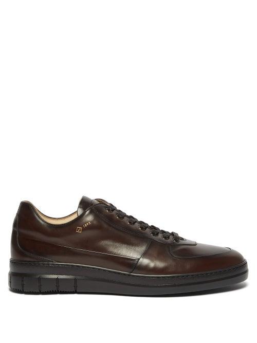 Matchesfashion.com Dunhill - Duke City Leather Low Top Trainers - Mens - Dark Brown