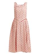 Matchesfashion.com Batsheva - Corset Rose Print Cotton Dress - Womens - Pink Multi