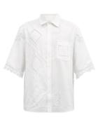 Matchesfashion.com Marine Serre - Lace-insert Embroidered Cotton-poplin Shirt - Mens - White