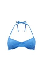 Matchesfashion.com Solid & Striped - The Ginger Ribbed Underwired Bikini Top - Womens - Blue