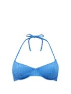 Matchesfashion.com Solid & Striped - The Ginger Ribbed Underwired Bikini Top - Womens - Blue