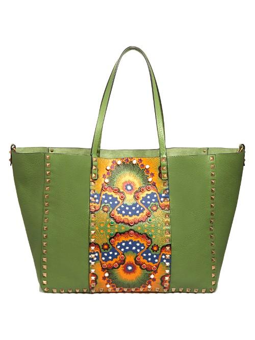 Valentino Rockstud Enchanted Wonderland Leather Tote