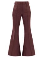 Matchesfashion.com Khaite - Charles Kick-flared Leather Trousers - Womens - Burgundy