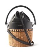 Saint Laurent - Bahia Leather And Wicker Bucket Bag - Womens - Black Tan