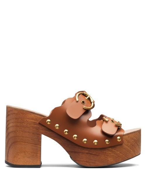 Matchesfashion.com Chlo - Ingrid Buckled-strap Leather Clogs - Womens - Tan