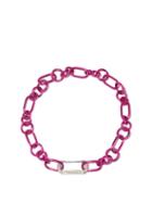Era - Lucy Diamond, 18kt Gold & Silver Chain Necklace - Womens - Pink