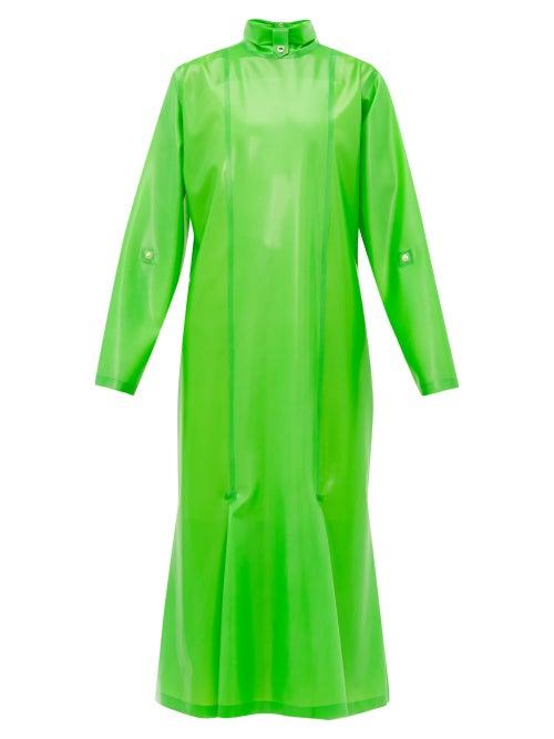 Matchesfashion.com Christopher Kane - Gathered Latex Midi Dress - Womens - Green