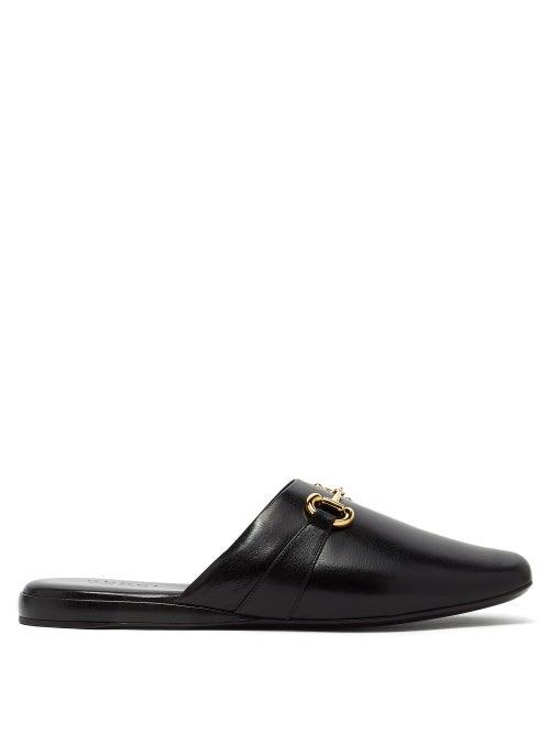 Matchesfashion.com Gucci - Pericles Leather Slippers - Womens - Black