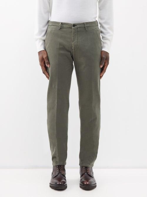 Thom Sweeney - Flat-front Slim-leg Chinos - Mens - Green
