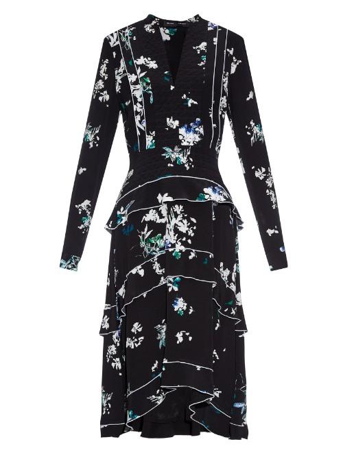 Proenza Schouler Long-sleeved Floral-print Silk Dress