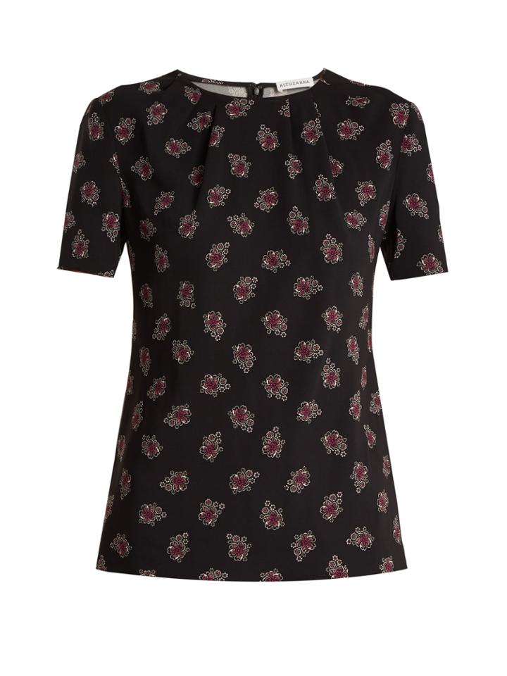 Altuzarra Devan Floral-print Stretch-cady Top