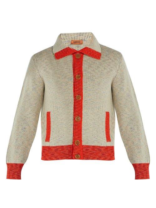 Matchesfashion.com Missoni - Contrast Trim Ribbed Knit Wool Cardigan - Mens - Beige