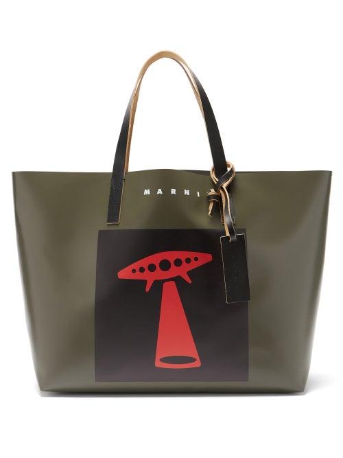 Matchesfashion.com Marni - Ufo-print Pvc Tote Bag - Mens - Dark Green