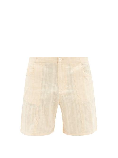 Smr Days - Vathi Check Cotton-hopsack Shorts - Mens - Beige