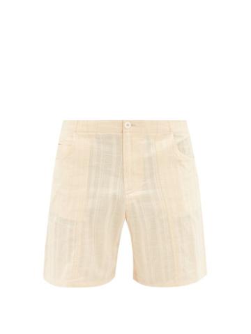 Smr Days - Vathi Check Cotton-hopsack Shorts - Mens - Beige