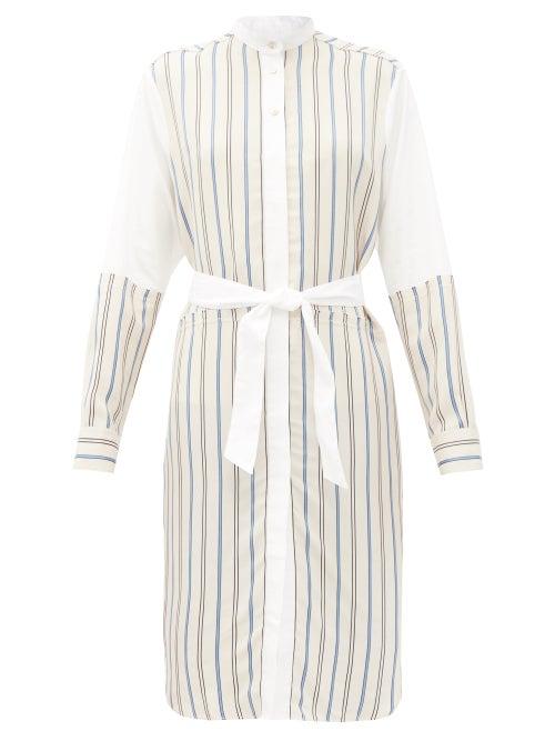 Matchesfashion.com Wales Bonner - Sterling Panelled Striped Shirt Dress - Womens - White Multi