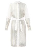 Matchesfashion.com Wales Bonner - Sterling Panelled Striped Shirt Dress - Womens - White Multi