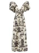 Matchesfashion.com Johanna Ortiz - Anhelos De Tierra Printed Cotton Poplin Maxi Dress - Womens - White Black