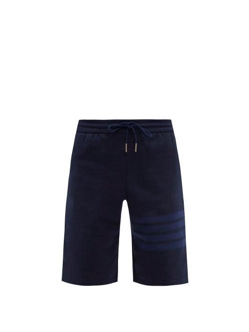 Mens Rtw Thom Browne - Four-bar Cotton-jersey Shorts - Mens - Navy