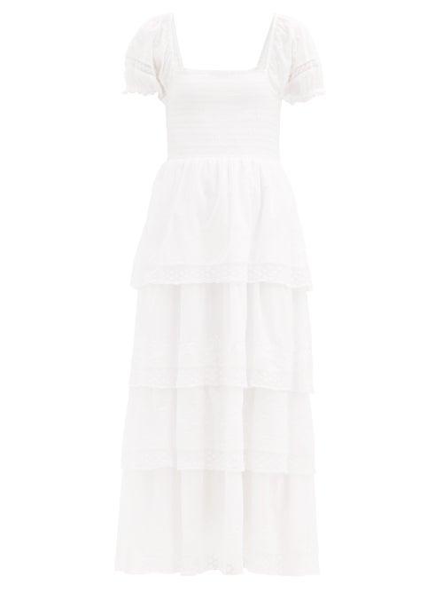 Matchesfashion.com Loveshackfancy - Capella Tiered Cotton-voile Maxi Dress - Womens - White
