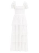 Matchesfashion.com Loveshackfancy - Capella Tiered Cotton-voile Maxi Dress - Womens - White
