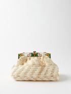 13bc - No.1 Bloom Enamelled Faux-raffia Clutch Bag - Womens - White