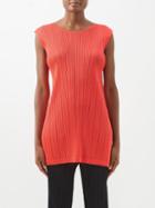 Pleats Please Issey Miyake - Technical-pleated Sleeveless Top - Womens - Red
