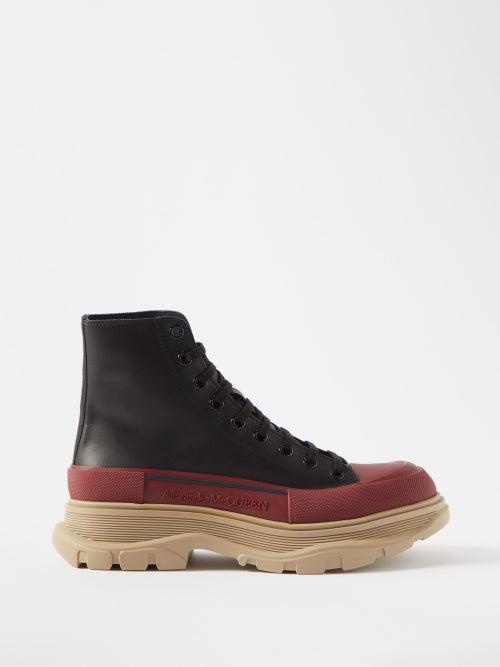 Alexander Mcqueen - Tread Slick Chunky-sole Leather Boots - Mens - Brown Black