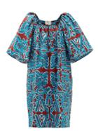 Matchesfashion.com La Doublej - Rapunzel Parnaveg Turchese-print Cotton Dress - Womens - Blue Multi