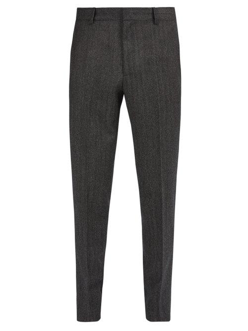 Matchesfashion.com Stella Mccartney - Davie Herringbone Wool Trousers - Mens - Grey